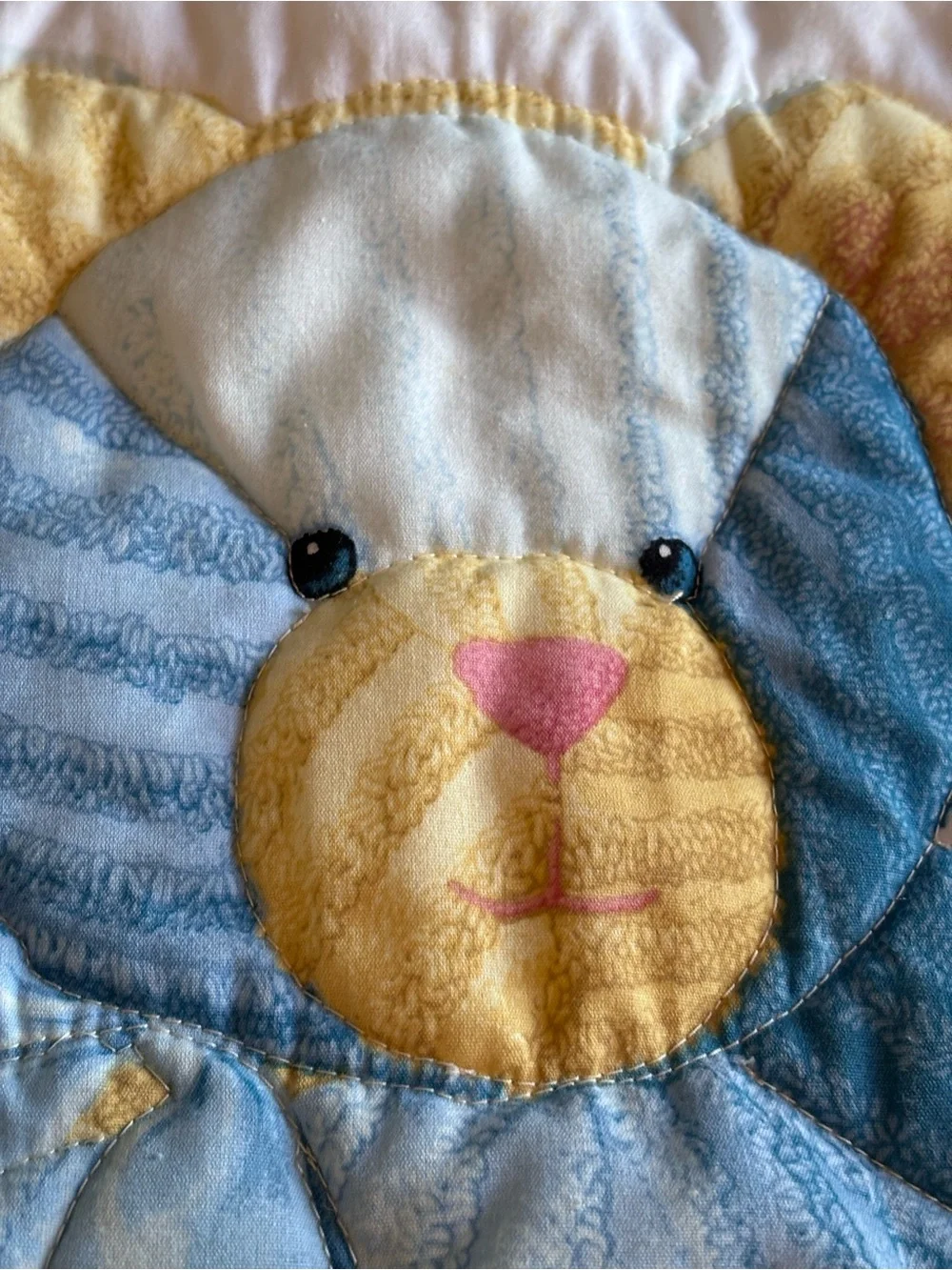 Pastel Teddy Patchwork Quilt - Nursery Plush Animal Design
